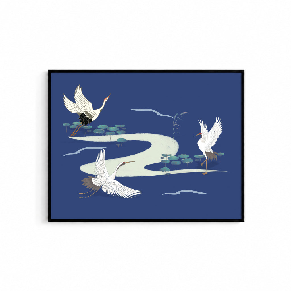 Flying Cranes Poster