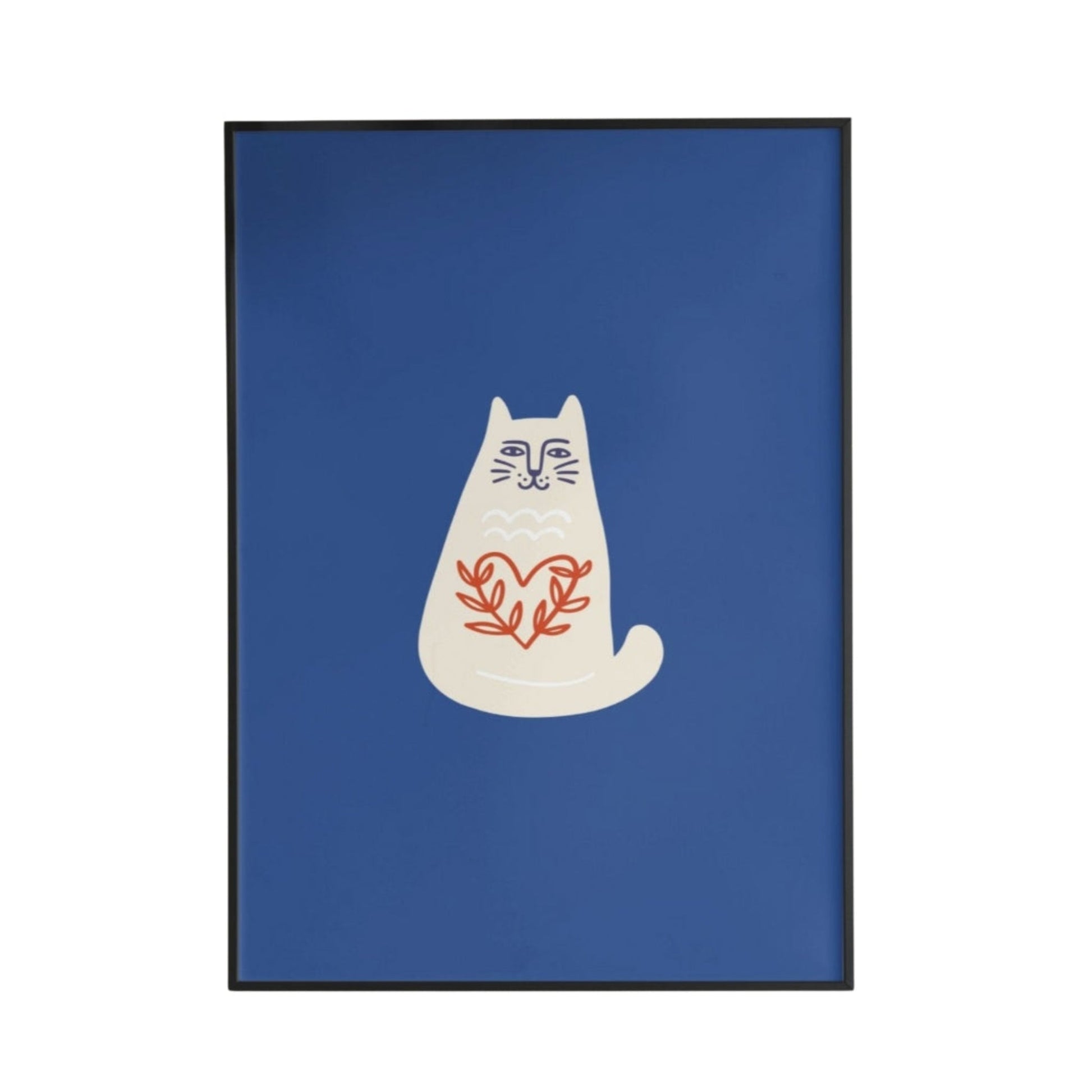 White Cat Red Heart Poster - Poster - Thanks a ton